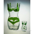 colored bikini woman shape beer glasses